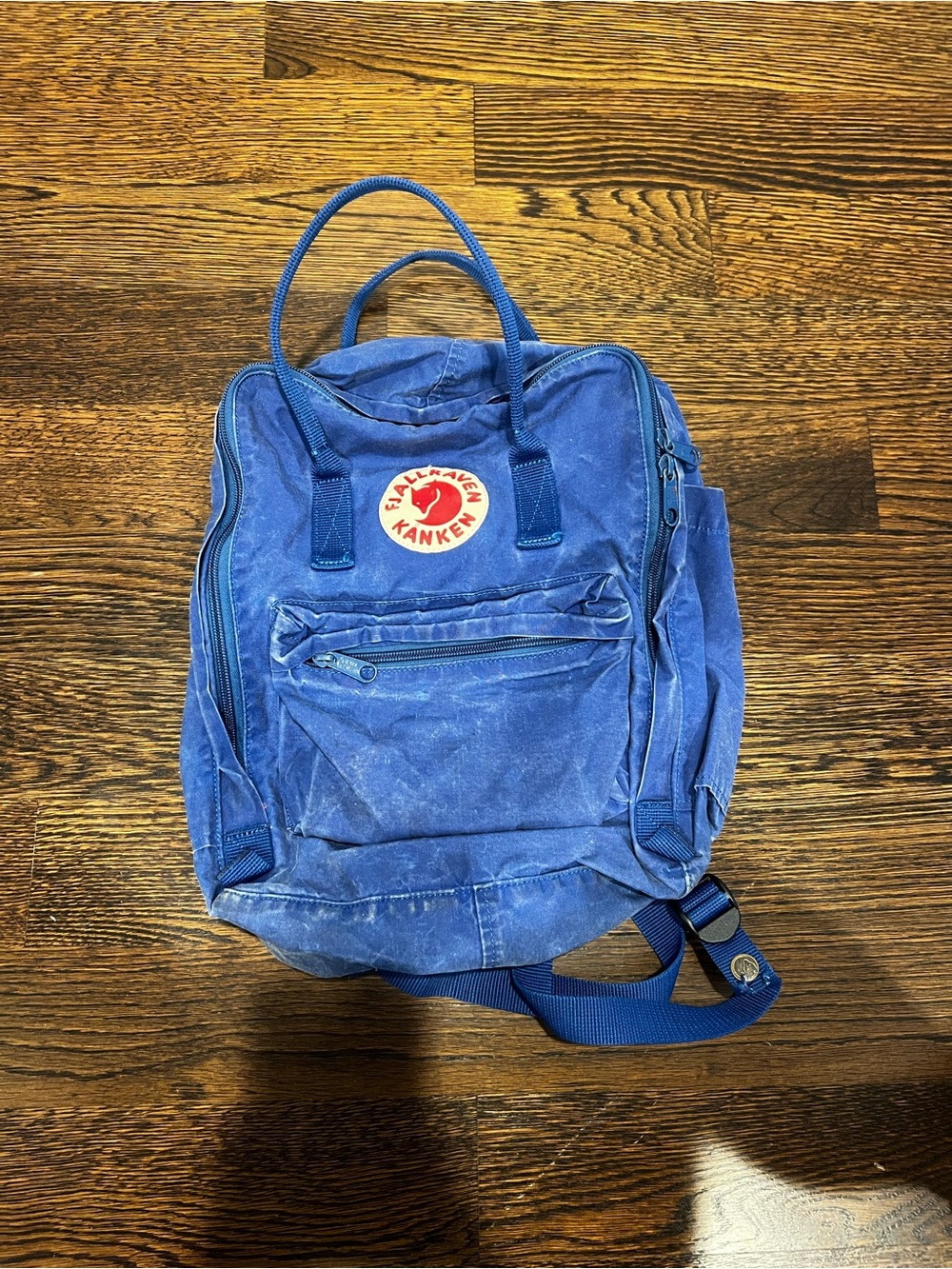 Fjallraven Kånken Classic Backpack in Blue with Red Logo